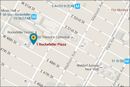 Carte Google du bureau de New York.