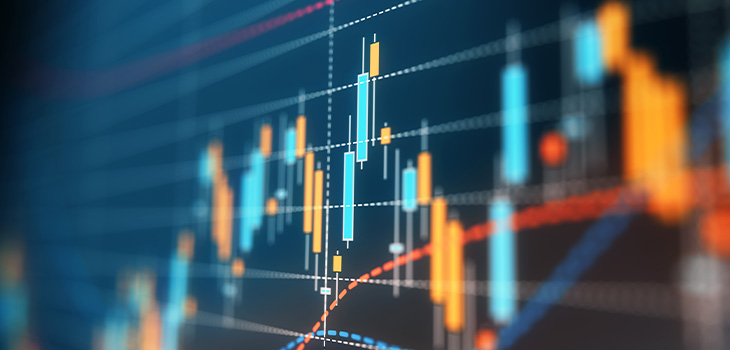 Graphique d'analyse des données financières. Mise au point sélective. Composition horizontale avec espace de copie.